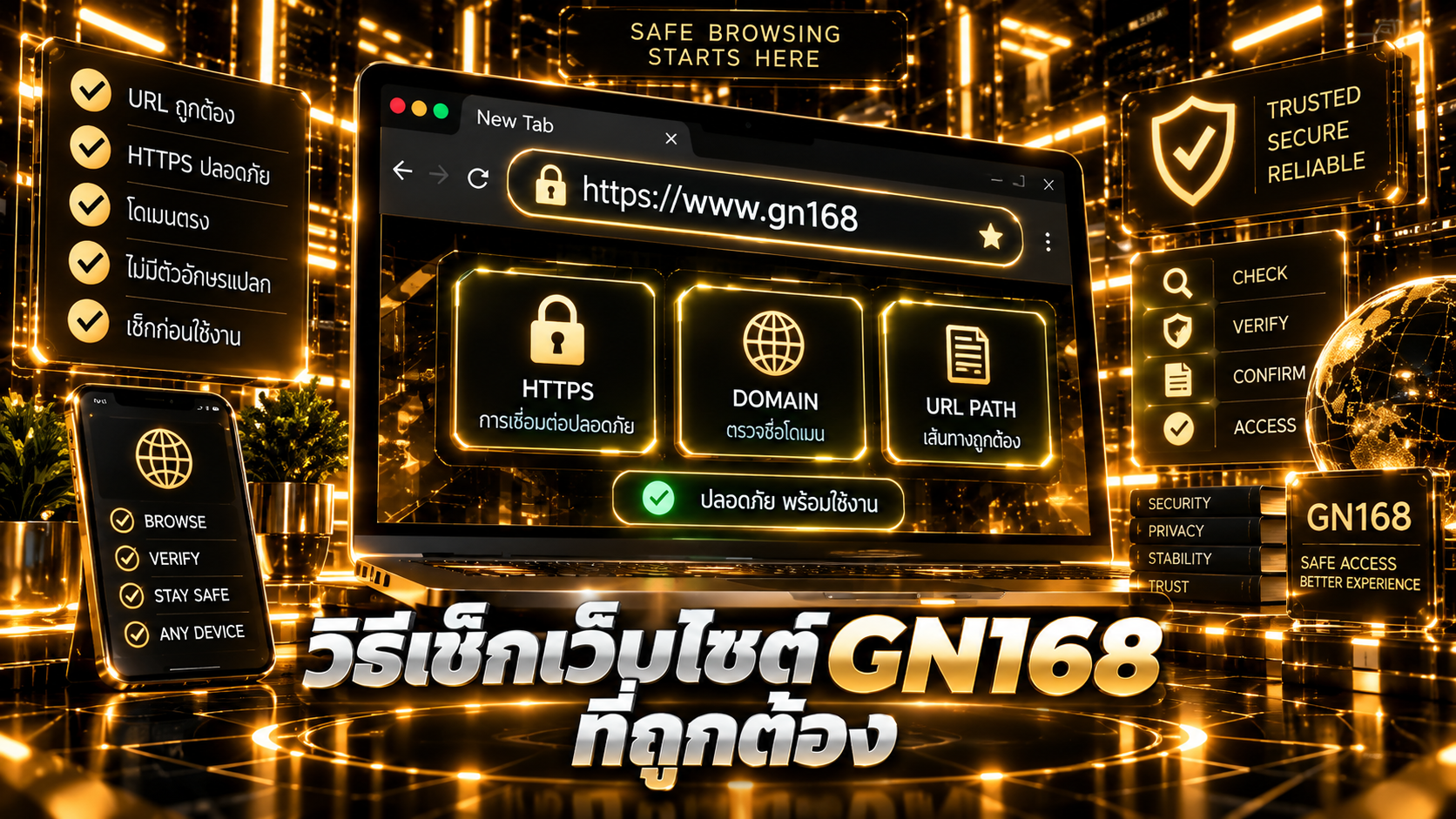 วิธีเช็กเว็บไซต์ GN168 ที่ถูกต้อง