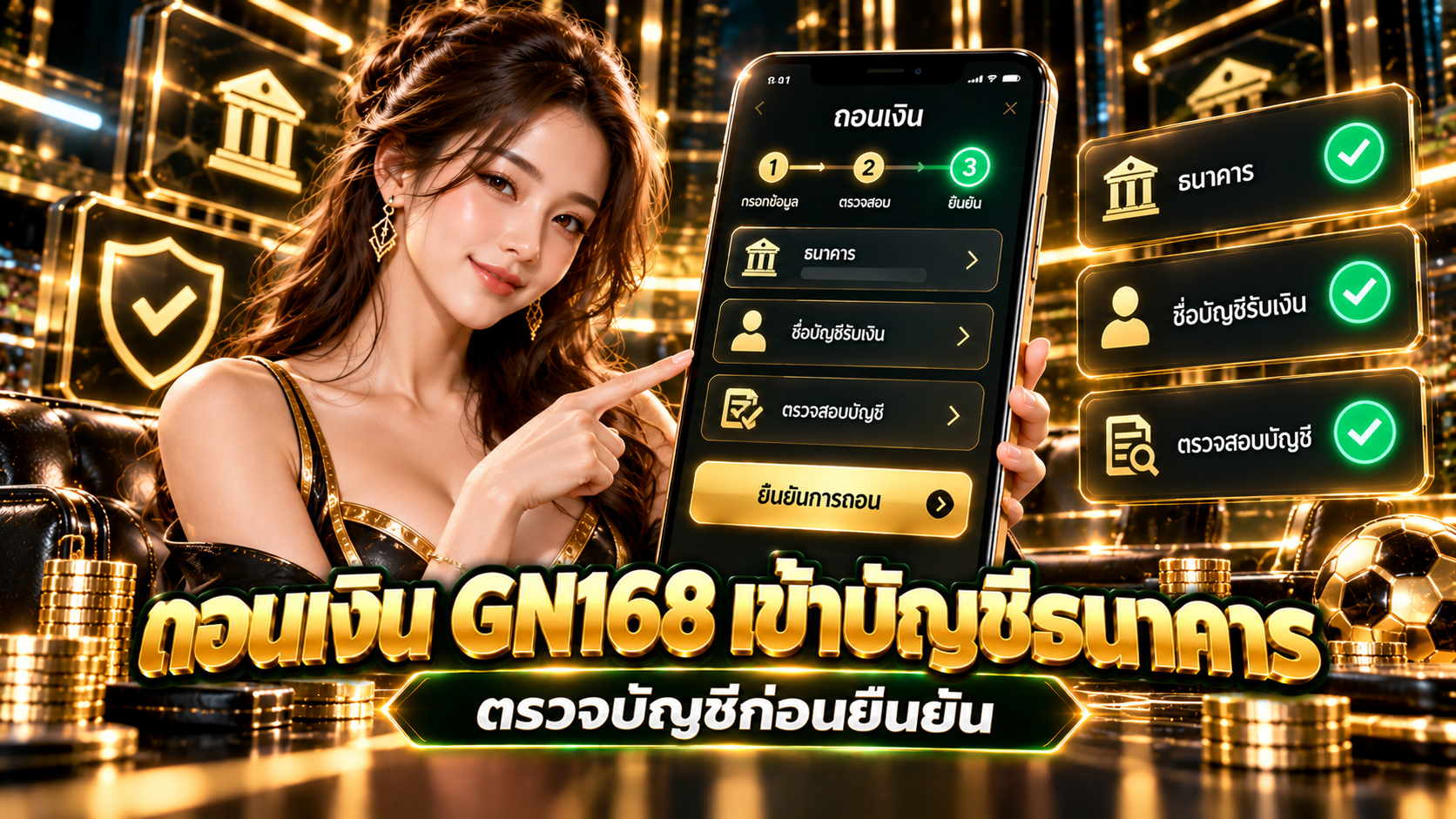 ถอนเงิน GN168 เข้าบัญชีธนาคาร